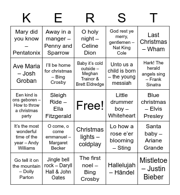 KERSTBINGO Card
