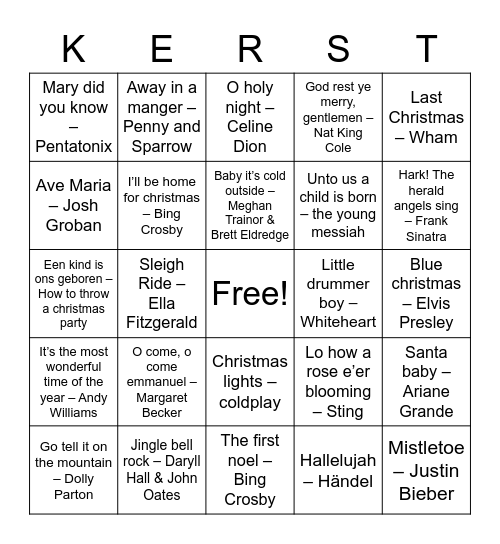KERSTBINGO Card