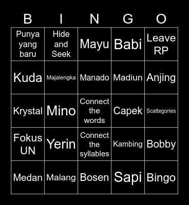 YERIN. Bingo Card