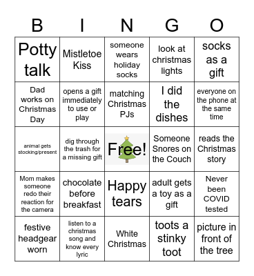 Christmas Day Bingo Card