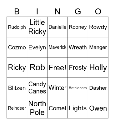 Dohn Family Bingo 2020 Bingo Card