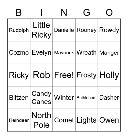 Dohn Family Bingo 2020 Bingo Card