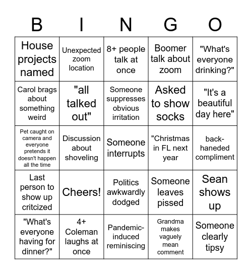 Company Christmas Party Agenda Bingo Card