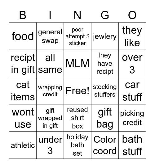 Holiday Bingo Card