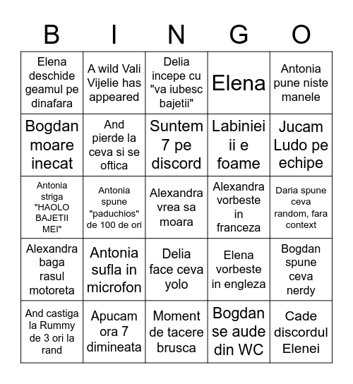 REVELION LA BOSSI Bingo Card