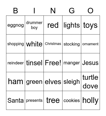 Christmas Bingo Card