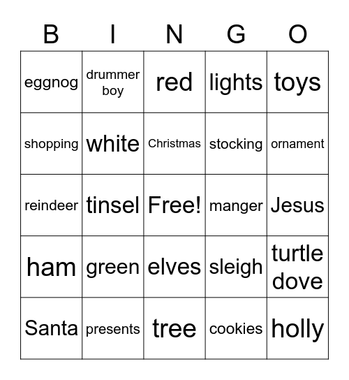 Christmas Bingo Card