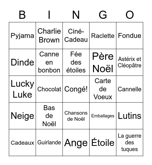 Bingo de NoëlFOndu Bingo Card