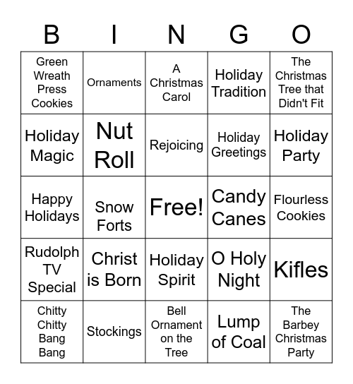 Christmas Bingo Card