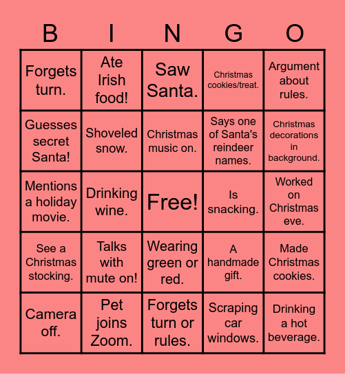 Christmas Family Bingo 2020! Bingo Card