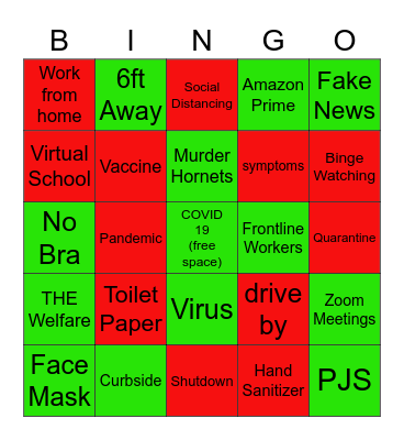 2020 Quarantine Bingo Card