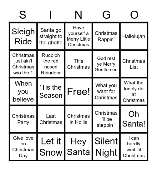 Merry Christmas Bingo Card