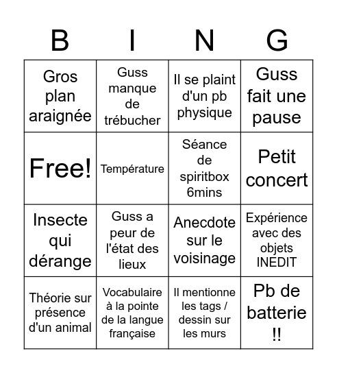 LE GUSS BINGO Card