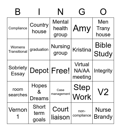MENDED REEDS BINGO Card