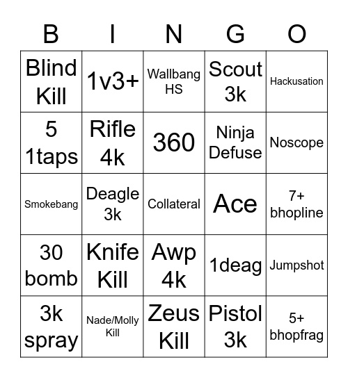 CSGO comp bingo draft Bingo Card