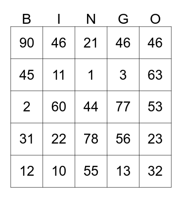 xmas bingo. Bingo Card