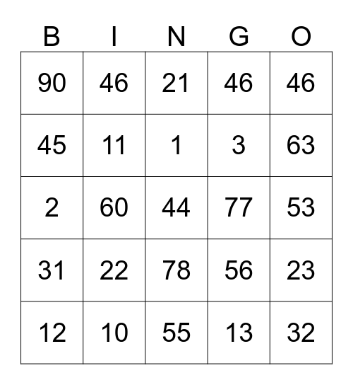 xmas bingo. Bingo Card