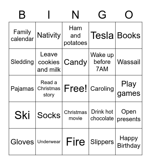 Christmas Bingo Card