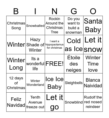 Winter Wonders Bingo Card