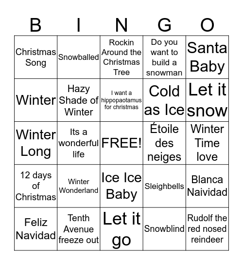 Winter Wonders Bingo Card