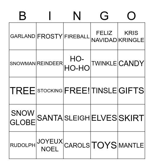 CHRISTMAS Bingo Card