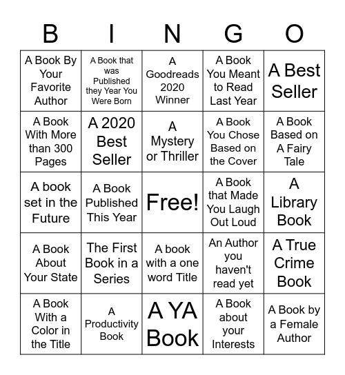 2021 Book Bingo Card