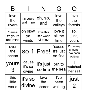 Choir Planet Bingo Card