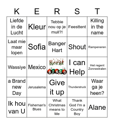 KampenKerstMuziekBingo Card
