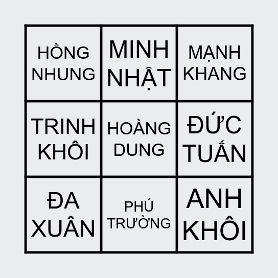 NGƯỜI ẤY LÀ AI? Bingo Card