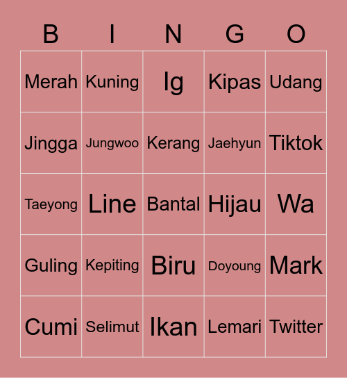 BINGO TEA Bingo Card