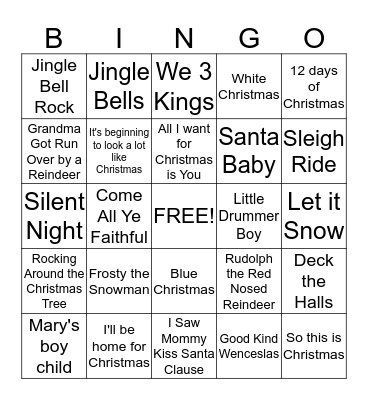 Christmas Carols Bingo Card