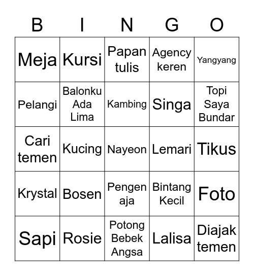 NANA Bingo Card