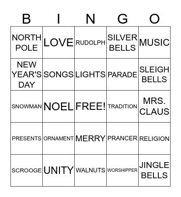 LAUDERDALE FAMILY CHRISTMAS 2014 Bingo Card
