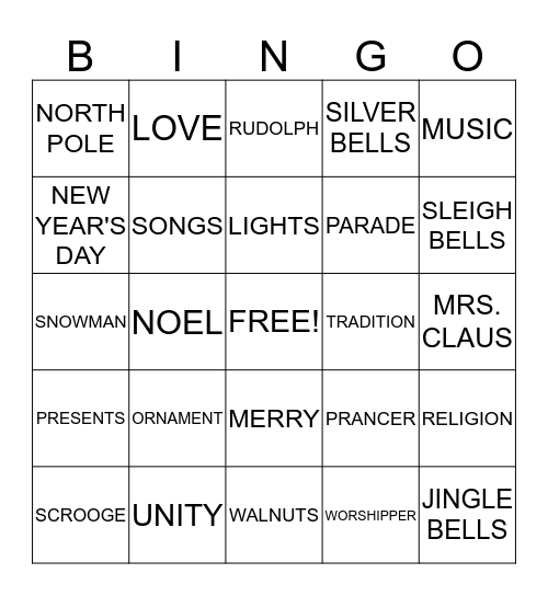 LAUDERDALE FAMILY CHRISTMAS 2014 Bingo Card
