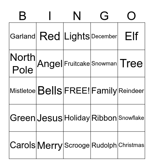 Christmas Bingo! Bingo Card