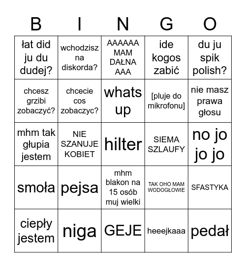 ometv u mathewa Bingo Card