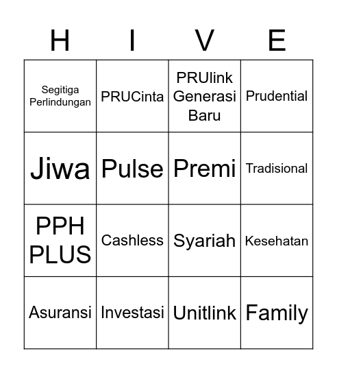 HIVE's BINGO Card