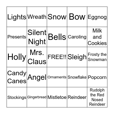 Christmas Bingo Card