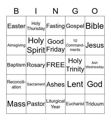 LENT BINGOUntitled Bingo Card