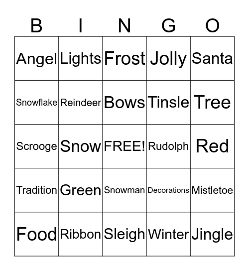 Christmas Bingo! Bingo Card