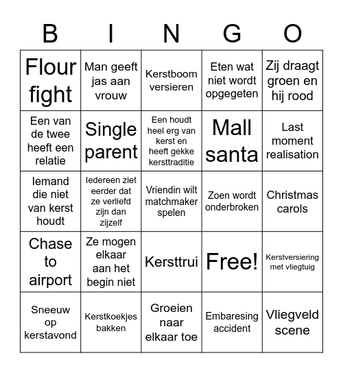 Slechte kerstfilm bingo Card