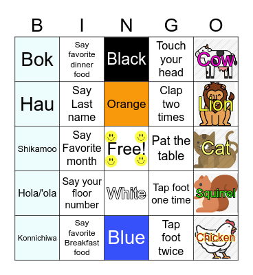 Silly Bingo Card