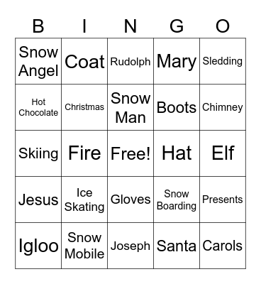 Winter Time Bingo Card