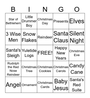 Chrismas Bingo Card