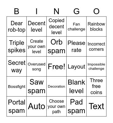 GD recent tab bingo Card