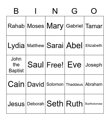 People of the Bible Bingo Card