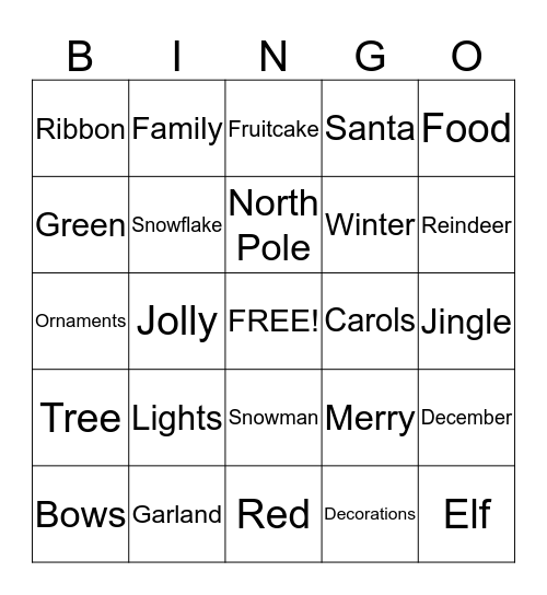Christmas Bingo! Bingo Card