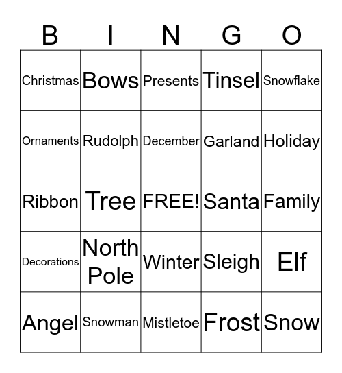 Christmas Bingo! Bingo Card