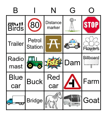 Road Trip Bingo Card