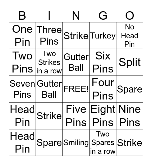 Bowling  Bingo Card